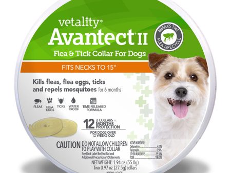 Vetality Avantect II Flea & Tick Collar for Dogs 1ea 15 in, 2 ct Fashion