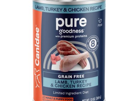 Pure Canned Grain Free Dog Food Lamb Turkey Chicken 13oz. (Case of 12) Online now