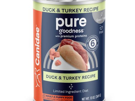 Pure Canned Grain Free Dog Food Duck Turkey 13oz. (Case of 12) on Sale