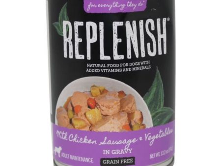 Replenish Grain Free Canned Dog Food Chicken Sausage Veg 13.2oz. (Case of 12) For Sale