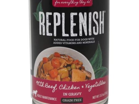 Replenish Grain Free Canned Dog Food Beef Chicken Veg 13.2oz. (Case of 12) on Sale