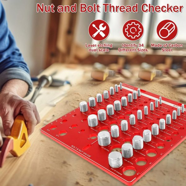 34 Nut and Bolt Thread Checker Bolt Size and Thread Identifier Gauge Standard and Metric Bolt and Nut Gauge with Inch and Centimeter Ruler for Accurate Measurement Online