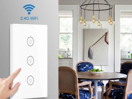 WF-WS03 Tuya Smart Life 3Gang Wireless Touch Switch Mobile Phone Remote Works with Amazon Alexa Google Home For Sale