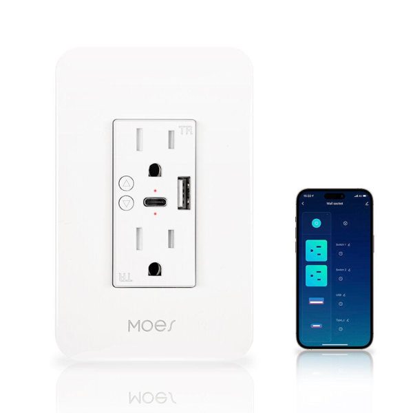 Tuya Smart WiFi US Plug Socket USB+Type-C Wall Outlet APP Remote Control Timer Countdown Voice Control with Alexa Google Assistant For Discount