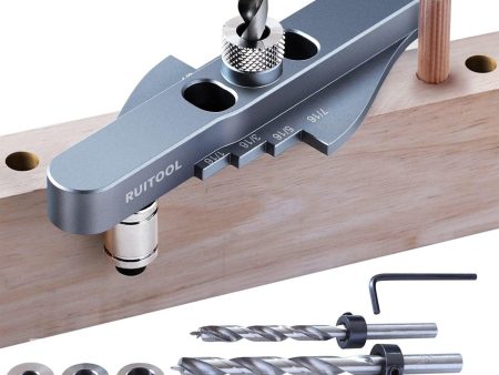 Precision Dowel Jig Kit Aluminum Alloy Self-Centering Line Scriber Woodworking Tools with 1 4 5 16 3 8inch Drill Bits Professional Drill Guide for Hand Tools Online Hot Sale