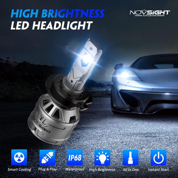 NOVSIGHT A500-N61 2PCS 13000LM Pair 6500K Car LED Headlight Bulbs Online now