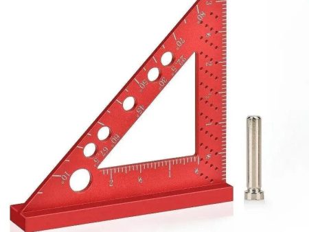 4 Inch Red Aluminum Alloy Triangle Ruler High Precision for Woodworking Carpentry Marking Gauge Angles 90 Degree Measuring Square Online now