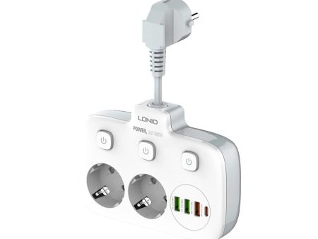 LDNIO Multi-socket Power Strip 2 EU Outlet with 3 USB 1 Type-C Port Multiple Socket Switch European Splitter Socket Supply