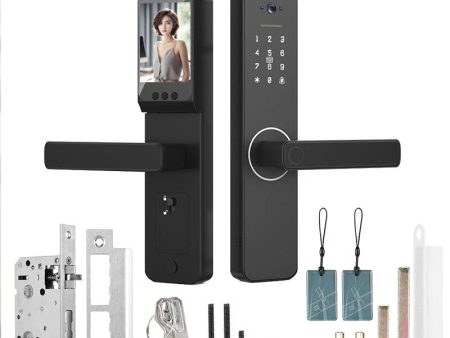 WAFU Tuya WiFi Smart Fingerprint Doorlock with Camera Password Key IC Card APP Unlock Electronic Home Door Lock Built-in 3.5inch HD Screen Visual for Home Security Safety For Sale