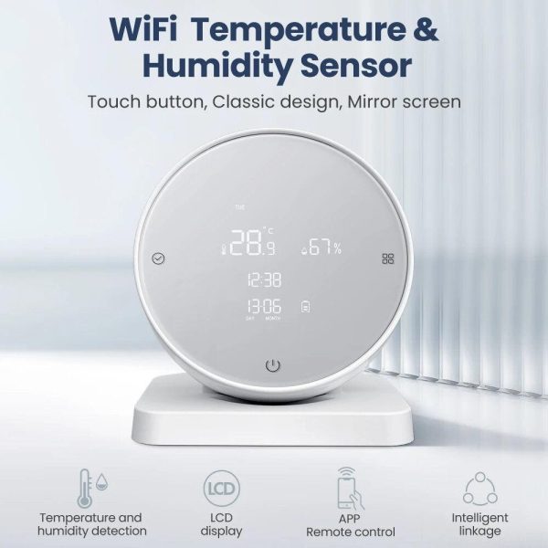 Tuya WiFi Smart Temperature and Humidity Sensor LCD Display Battery Powered Smart Home Thermometer Hygrometer Security Sensor Work With Alexa Google Home on Sale