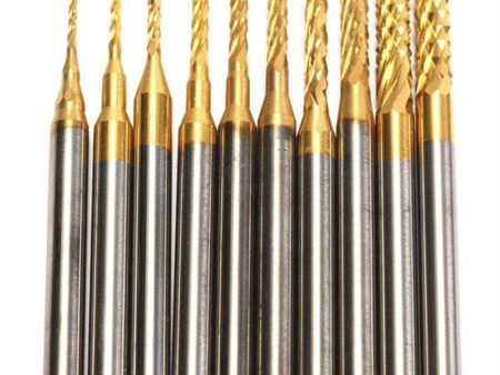 10PCS Drill Bits Titanium Coated Engraving Milling Cutter Hole 0.8-3mm Carbide Bits CNC Precision Tool Set Online Sale