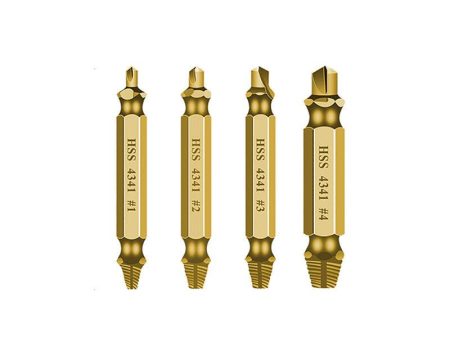 4PCS Titanium   Natural Color HSS Damaged Screw Extractor Discount