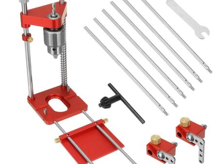 ENJOYWOOD Upgraded All Aluminum Alloy Adjustable Woodworking Drill Locator Guide With 8pcs Extension Rods Flip Stops and Wrench For Positioning Tools Hole Drill For Cheap