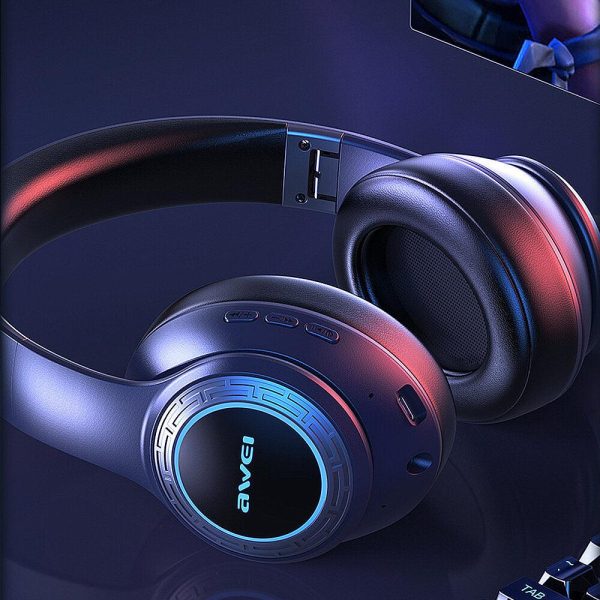 AWEI A300BL bluetooth 5.3 Headphone HiFi Stereo Bass 40mm Drive Unit Built-in 400mAh Battery RGB Light Gaming Headset Cheap