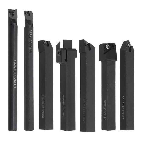 7pcs 12mm Shank Lathe Boring Bar Turning Tool Holder Set with Carbide Inserts Supply