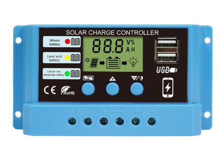 Solar Charge Controller 12V 24V Auto Solar Panel PV LCD Controller For Lead-Acid Battery Fashion