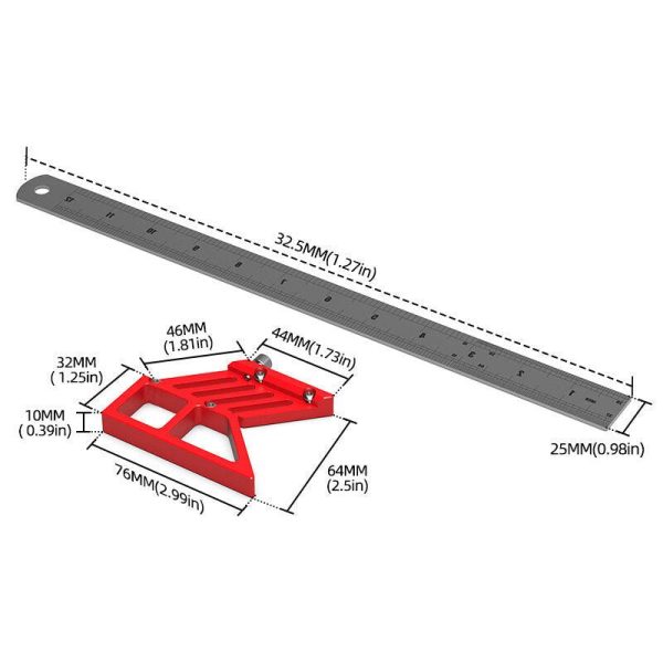 Woodworking Scribe Center Finder Line Drawing Ruler 45 90 Degree Angle Scribing Marking Gauge Carpentry Multifunctional Tool Supply