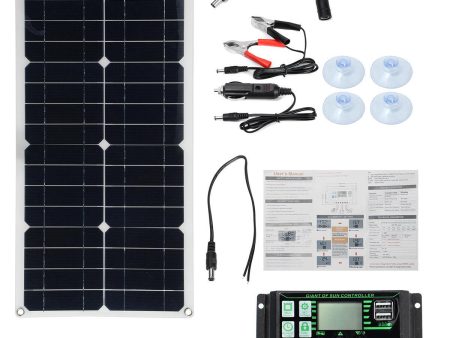 250W Max Portable Solar Panel Kit Dual DC USB Charger Kit Single Crystal Semi-flexible Solar Power Panel w  60A 100A Solar Controller Sale