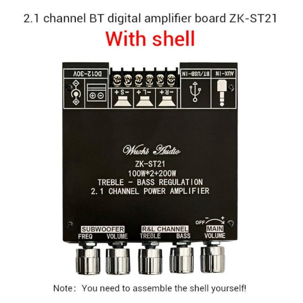 ZK-ST21 2.1 Channel Bluetooth Amplifier Board 100W+100W+200W Hot on Sale