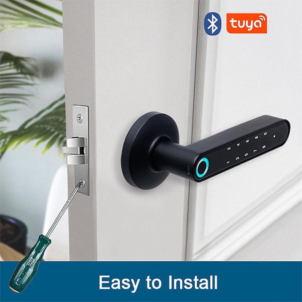 Tuya blutooth Electronic Smart Door Lock Intelligent Anti-theft Gateway Smart Handle with Semiconductor Fingerprint Password APP Key Unlock Home Lock Online Hot Sale