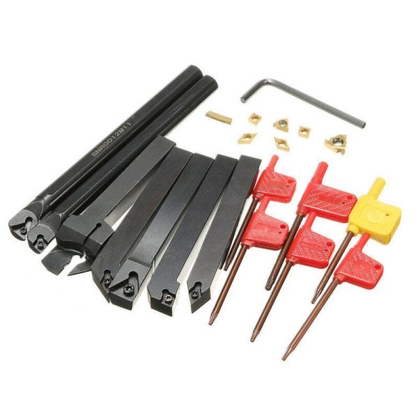 7pcs 12mm Shank Lathe Boring Bar Turning Tool Holder Set with Carbide Inserts Supply