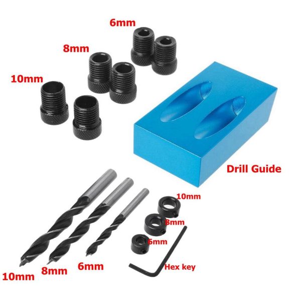 Pocket Hole Jig with Dowel Drill Set Drill Guide Woodworking Tool For Sale