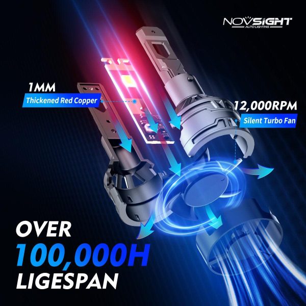 NOVSIGHT A500-N61 2PCS 13000LM Pair 6500K Car LED Headlight Bulbs Online now