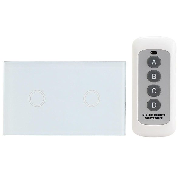 1 Way 2 Gang Crystal Glass Remote Panel Touch LED Light Switch Controller With Remote Control Cheap