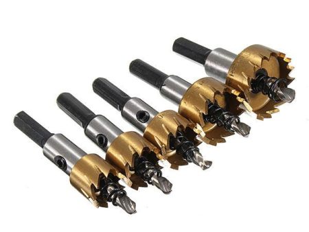 5Pcs High Speed Steel Drill Bits 16-30mm Hole Saw Cutter Set Online now