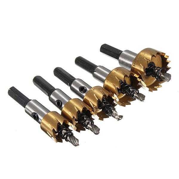 5Pcs High Speed Steel Drill Bits 16-30mm Hole Saw Cutter Set Online now