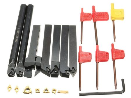 7pcs 12mm Shank Lathe Boring Bar Turning Tool Holder Set with Carbide Inserts Supply