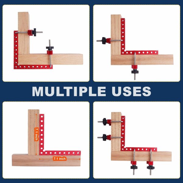 2 Packs 180mm x 180mm 90 Degree Right Angle Clamps Positioning Squares MM Inch Scale Aluminum Alloy Woodworking Carpenter Corner Clamping for Picture Frame Cabinet Drawer Online now