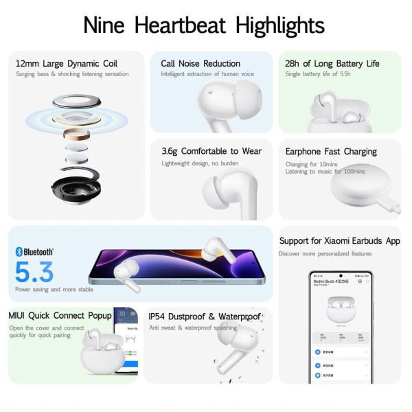 Xiaomi Redmi Buds 4 Vitality Edition TWS Earbuds Wireless bluetooth Headset 12mm Dynamic Earphone TWS Earbuds Online Sale