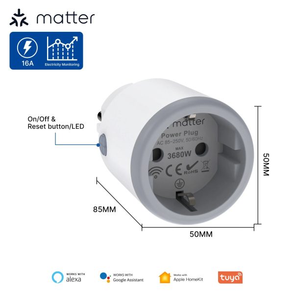 MoesHouse WiFi Smart Plug Socket 16A 3680W AC 85-250V 50 60Hz Smart Timer Outlet Power Monitor Supply