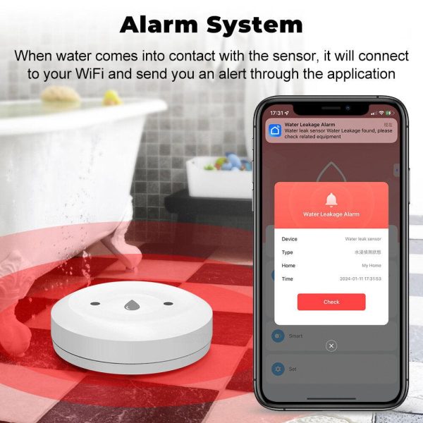 Smart Home Zigbe Water Immersion Sensor Water Leakage Sensor Alarm App Remote Monitoring Water Leak Detector Tuya Online