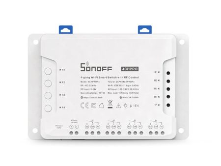 SONOFF 4CH PRO R3 AC100-240V 50 60Hz 10A 2200W 4 Gang WiFi DIY Smart Switch Inching Self-Locking Interlock 3 Working Mode APP Remote Control Switch Works with Alexa and Google Home Fashion