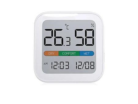 Miiiw Mute Temperature Humidity Thermometer Electronic Sensor Clock Home Indoor High-precision Baby Room C F Temperature Monitor 3.34 inch Backlight LCD Screen Cheap