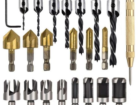 23pcs Countersink Drill Bit Set Heavy Duty Chamfer Drill Bit Multiple Size Step Drill Bit Wear Resistant Punching Drill Bit Fashion