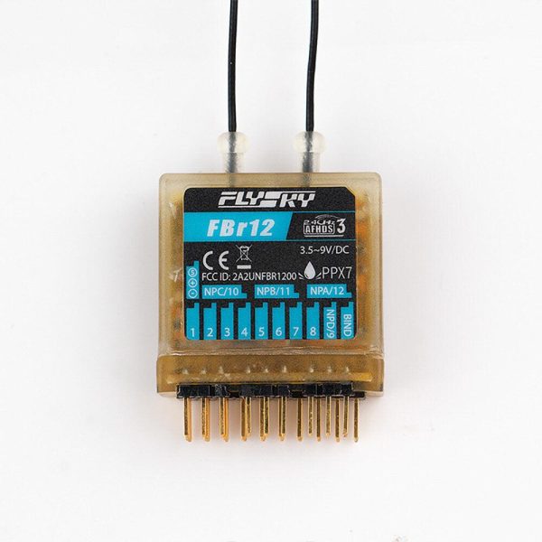 FlySky FBr12 2.4GHz 12CH Enhanced AFHDS 3 Receiver PWM PPM i-BUS S.BUS i-BUS 2 Output for FRM303 Module PL18 NB4 NB4 Pro Transmitters For Sale