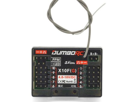 Dumborc X10F X10FG 2.4GHz 10CH Receiver PPM Output Built-in Gyroscope for X6 X6PM DDF-350 Radio Transmitter RC Airplane Car Boat Model Part For Sale