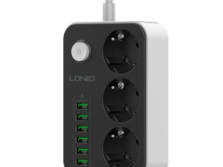 LDNIO SE3631 European Standard Power Strip 3 Outlets with 6 Auto-id USB Multi Electrical Socket EU Plug Board Fashion