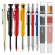 Carpenter Pencil Set with Deep Hole Marker Built-in Sharpener and Carbide Scribe Marking Tool for Woodworking Marking Mechanical Pencils with Multi-Color Refills on Sale