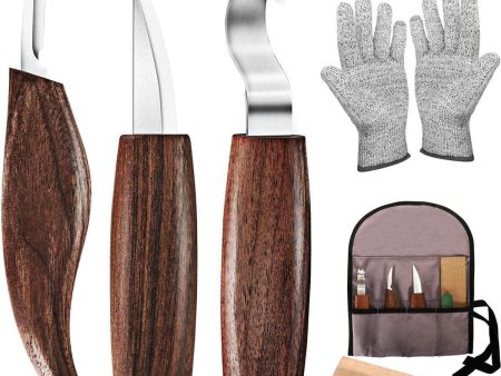 7 in 1 Wood Carving Tools Kit with Carving Hook Knife Wood Whittling Knife Chip Carving Knife Gloves Carving Knife Sharpener for Beginners Woodworking kit Sale