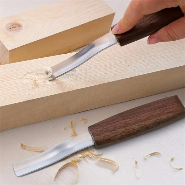 Wood Carving Knife CR-V Steel Bevel Marking Knife 15mm Curved Bevel Edge Hand Chisel With Comfortable Wooden Handle For Cheap