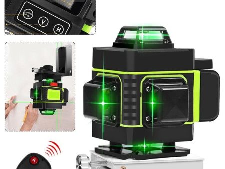 16-Line Strong Green Light 4D Remote Control Laser Level Measure with Wall Attachment Frame Online Sale