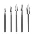 5Pcs Wood Carving Drill Bits HSS Engraving Drill Bit Set Solid Carbide Root Milling Grinder Burr Precise Woodworking Carve Tools For Sale