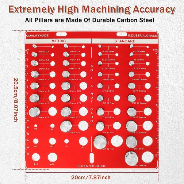 34 Nut and Bolt Thread Checker Bolt Size and Thread Identifier Gauge Standard and Metric Bolt and Nut Gauge with Inch and Centimeter Ruler for Accurate Measurement Online