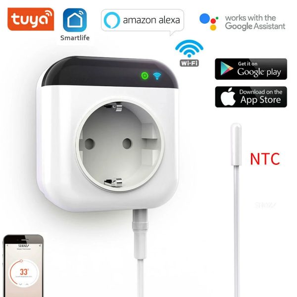 RSH Tuya WiFi Smart Temperature Control Socket Switch Mobile APP Timing Wireless Remote Thermostat Controller Plug Socket Work with Amazon Google Assistant Sale