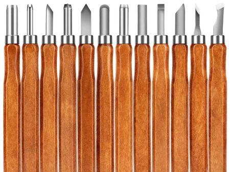 SK2 Carbon Steel 12-Piece Wood Carving Knife Set with Ergonomic Handles Ideal for Sculpting Whittling Crafts Beginners & Professional Woodworkers - All-in-one Kit in a Portable Canvas Bag Discount