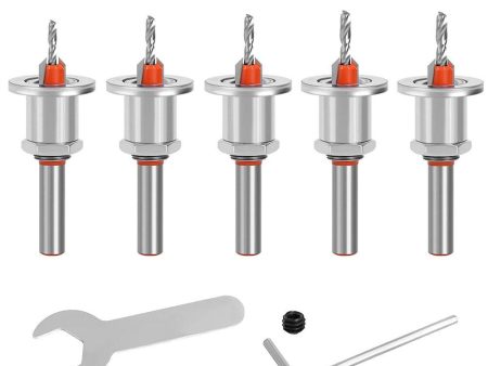 8mm Round Shank Drill Bit Set Adjustable Countersink 2.8-4mm Cone Drill Counterbore Router Drill Bit with Limit Stop Alloy Head Cone Hole Drill Supply